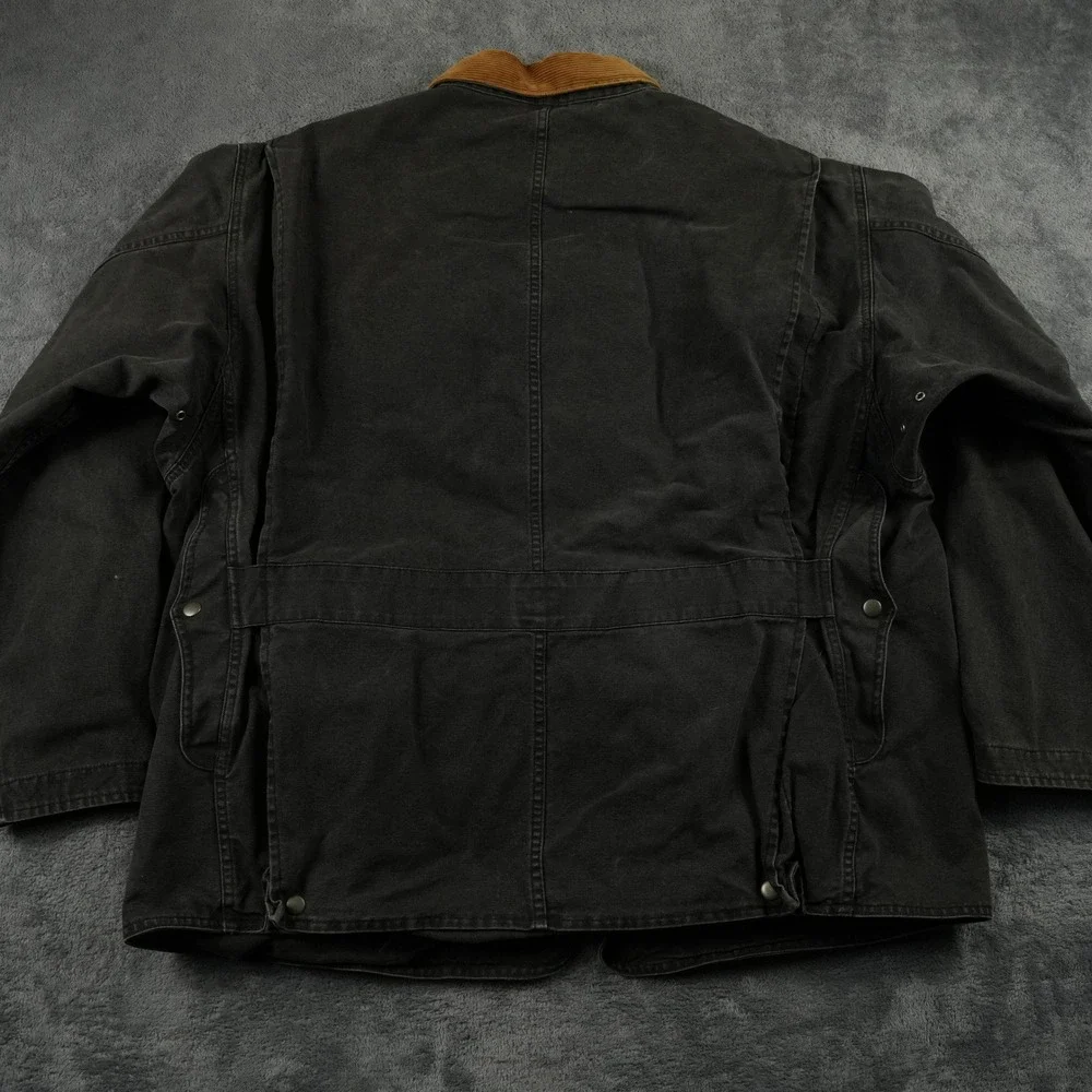 VTG Polo Ralph Lauren Chore Jacket Mens XL‎ Black Canvas Corduroy Trim Utility